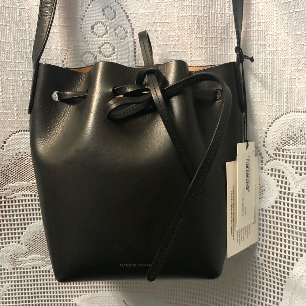Mini Mini Mansur Gavriel Bucket Bag In Black
